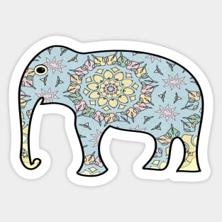 pastel and unicorn colorful elephant, Mandala art Sticker